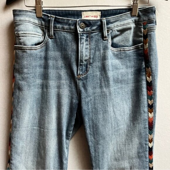 DRIFTWOOD Gray Straight Leg Jeans with Embroidered Detail - Picture 4 of 16